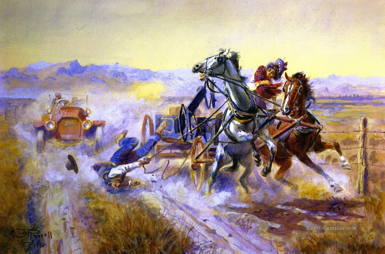 eine alte Geschichte 1910 Charles Marion Russell Indiana Cowboy Ölgemälde